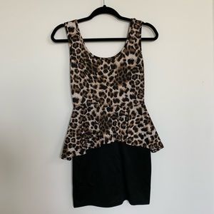 Leopard peplum mini dress!